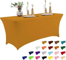 Capa lavável de mesa elástica retangular marrom claro serve para festa de casamento festival comprar usado  Enviando para Brazil