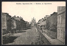 Pocztówka Siedlec, ul. Ogrodowa, widok na kościół i linie domów 1916  na sprzedaż  Wysyłka do Poland