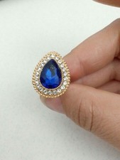Usado, Anel de pedra preciosa azul acessório de joia tom dourado lágrima nupcial comprar usado  Enviando para Brazil