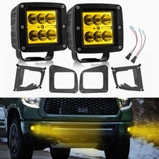 2 PIEZAS Cápsulas de luces antiniebla LED ámbar y soportes de montaje de parachoques ocultos para Tundra 2014-21 segunda mano  Embacar hacia Mexico