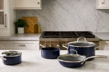 Conjunto de panelas antiaderentes Blue Diamond 7 peças frigideira panela tampa de panela comprar usado  Enviando para Brazil