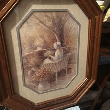 Banco de jardim interior para casa emoldurado assinado HOMCO capô azul arte menina vime branco comprar usado  Enviando para Brazil