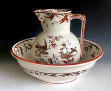 Lavabo y jarra policromada transimpreso Victoriano Aesthetic Ridgway Indus segunda mano  Embacar hacia Mexico