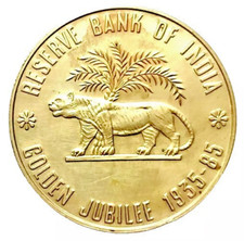 BANCO DE RESERVA PRATA 1935-85 (RBI) JÚBILO DOURADO MEDALHA DE PRATA RARA - COM ETIQUETAS. 35 gramas, usado comprar usado  Enviando para Brazil