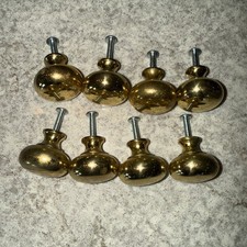 Lote de 8 puxadores de botão de gaveta de armário de latão maciço polido dourado com parafusos 1,25 pol comprar usado  Enviando para Brazil
