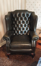Chesterfield green leather for sale  WIGAN