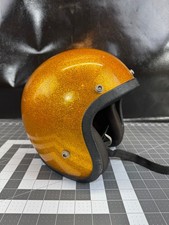 Capacete de motocicleta vintage década de 1970 rosto aberto grande dourado brilho metal floco glitter comprar usado  Enviando para Brazil