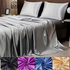 Conjunto de lençol e fronha de cetim luxuoso conjunto de roupa de cama com brilho sedoso comprar usado  Enviando para Brazil