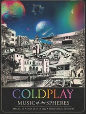 Quente!!! Pôster da turnê Coldplay Miami Music Of The Spheres Flórida 26 a 27 de julho comprar usado  Enviando para Brazil