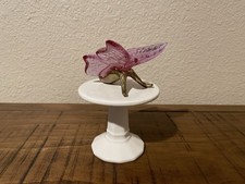 Usado, Suporte vintage Fenton vidro rosa empoeirado borboleta em latão #5170 *Deslumbrante* comprar usado  Enviando para Brazil
