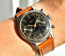Vintage ANGELUS Cronógrafo Cal.215, Mostrador Dourado Preto, Caixa de Aço 38mm, Relógio Anos 40 comprar usado  Enviando para Brazil