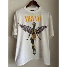 Camiseta Nirvana In Utero branca vintage reimpressão ponto único etiqueta gigante, usado comprar usado  Enviando para Brazil