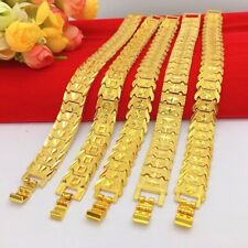 Pulseira de correntes fortes masculinas 8 "24K ouro amarelo banhado largo 16mm 5 tipos  comprar usado  Enviando para Brazil