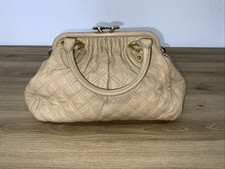 Bolsa satchel MARC JACOBS couro acolchoado STAM 2 vias beijo trava corrente blush bege Y2K, usado comprar usado  Enviando para Brazil