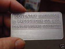 Usado, Coventry Radiador Canley Funciona Británico Coche Datos Placa Ácido Grabado comprar usado  Enviando para Brazil