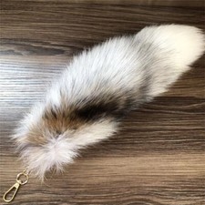 16"-18" Real Cross Fox Fur Tail Chaveiro Bolsa Acessórios Cosplay Brinquedos Pingente comprar usado  Enviando para Brazil