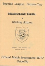 Meadowbank thistle stirling for sale  DUNBAR