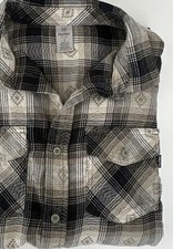 Camisa masculina Hurley xadrez escovado flanela botão manga longa preta/cinza pequena comprar usado  Enviando para Brazil