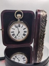 Antigo relógio de bolso eduardiano prata e estojo de viagem Henry Matthews Birmingham  comprar usado  Enviando para Brazil