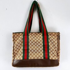GUCCI GG Sherry Line Bolsa Transportadora de Cães Transportadora de Cachorro Pet Lona Bege c15,75" comprar usado  Enviando para Brazil