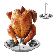 Usado, Suporte vertical de aço inoxidável para assador de frango com panela para churrasqueira forno churrasqueira comprar usado  Enviando para Brazil