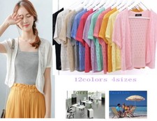 Cardigã feminino de malha crochê manga curta bolero blusas cover-up comprar usado  Enviando para Brazil