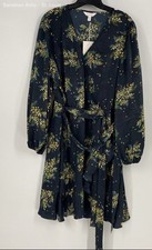 Vestido LC Lauren Conrad Feminino Verde Branco Amarelo Manga Balão Tamanho 1X, usado comprar usado  Enviando para Brazil