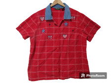 Camisa bandeira americana patriótica vermelha grama limão tamanho 2X algodão grannycore comprar usado  Enviando para Brazil