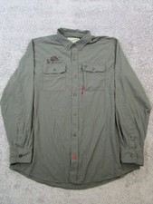 Camisa de campamento de pato para hombre XL verde caza abotonada *logotipo segunda mano  Embacar hacia Mexico