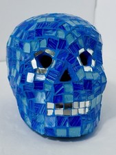 Espelho azul e azulejo de vidro exclusivo feito à mão crânio em mosaico - Puerto Vallarta artesão comprar usado  Enviando para Brazil