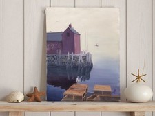 Coastal harbor painting for sale  Vista
