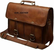 Maleta Bolsa Utilitária de Escritório Vintage Feita à Mão Couro Genuíno Laptop Ombro , usado comprar usado  Enviando para Brazil