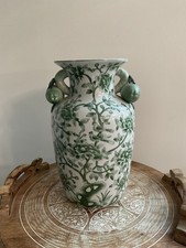 Vaso de porcelana vintage oriental pássaros e floral Deco alças de romã 12"" comprar usado  Enviando para Brazil