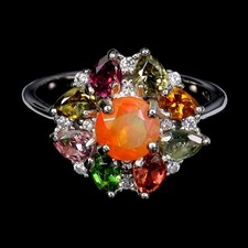 Anel de prata esterlina 925 redondo laranja opala 6 mm turmalina joia de pedra preciosa tamanho 8 comprar usado  Enviando para Brazil
