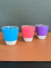 Copos infantis Munchkin Splash 3 peças com tampas de treinamento rosa, roxo e azul 7 oz comprar usado  Enviando para Brazil