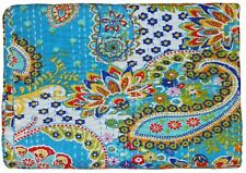 Colcha dupla indiana Kantha turquesa paisley colcha reversível cobertor lance, usado comprar usado  Enviando para Brazil