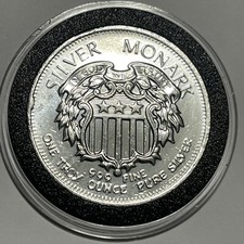 Usado, Moeda de troca de barras de prata 1974 Monark 1 onça troy .999 moeda fina medalha redonda comprar usado  Enviando para Brazil