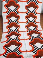 Tecido de cortina vintage por metro/marrom vermelho Op Pop Art design meados do século anos 70, usado comprar usado  Enviando para Brazil
