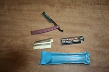 Navalha reta dobrável modeladora de cabelo Weck vintage 3 novas lâminas não usadas? See Pix!! comprar usado  Enviando para Brazil