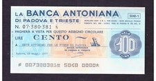 Miniassegno banca antoniana usato  Italia