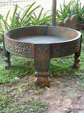 Mesa moedor de madeira chakki esculpida à mão indiana angustiada pintada banquinho baixo  comprar usado  Enviando para Brazil