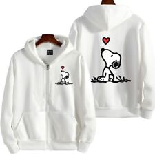 Snoopy Blanco Mujeres Cremallera Sudadera con Capucha Chaqueta Primavera Otoño 2024 Informal Hombres Sudadera segunda mano  Embacar hacia Argentina