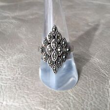 BAGUE Ancienne Art Déco en ARGENT MASSIF Marcassites Silver Ring TTD55 comprar usado  Enviando para Brazil