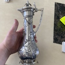WMF Magnífico Jarro Tanque Antigo Banhado a Prata Art Nouveau Flores 32 Cm comprar usado  Enviando para Brazil
