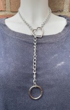 Usado, Colar Gargantilha Corrente Deslizante com Coração, Gato ou O-ring Feito à Mão Gótico Punk comprar usado  Enviando para Brazil