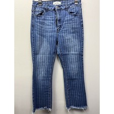 Jeans jeans listrado rústico tamanho júnior 13/30 rasgado destruído desbotado bainha crua, usado comprar usado  Enviando para Brazil
