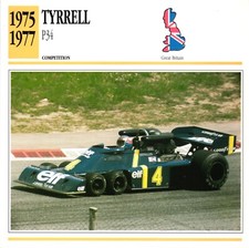 Tyrrell P34, 1975-1977. Carro de corrida F1 6 rodas. Cartão de clube de colecionadores. Carros clássicos comprar usado  Enviando para Brazil