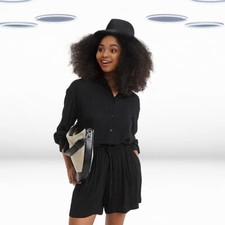 Shorts feminino Ex Simply Be plus size cintura amarrada enrugada preto comprar usado  Enviando para Brazil