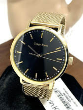 Relógio masculino Calvin Klein mostrador preto quartzo ouro malha pulseira de aço inoxidável 42 mm comprar usado  Enviando para Brazil