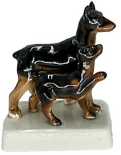 Usado, Estatueta vintage Doberman Pinscher & Puppy pintada à mão - Feita no Japão comprar usado  Enviando para Brazil